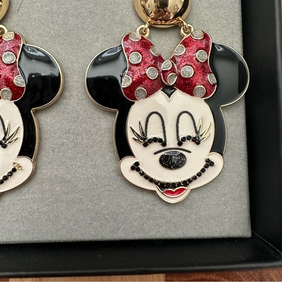Disney BAUBLEBAR Minnie Mouse Large Black & Red Earrings New - Picture 3 of 4